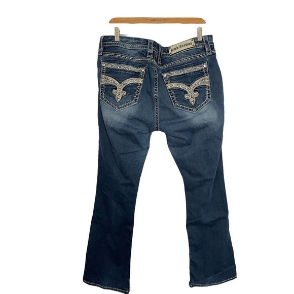 Rock Revival Denim - Rock Revival Jeans Womens 33 Tansy Curvy Bootcut Blue Mid Rise inseam 31
